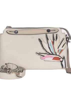 ♥️Fendi By The Way Cream Medium Leather with Colorful Appliqué Shoulder Bag♥️